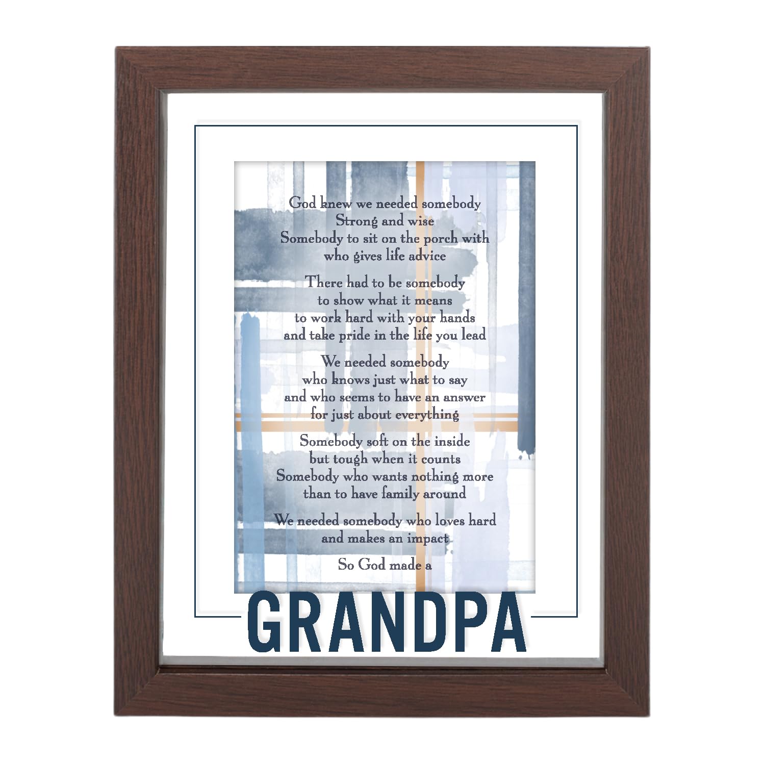 Elanze Designs FRMWDWAL-810-SH071 Grandpa Strong Wise Work Hard Take Pride Walnut 9 x 11 Wood Frame Shadowbox Style Picture Frame Art Print with Easel Stand Wall Or Tabletop Holds 8 x 10 Inch Photo