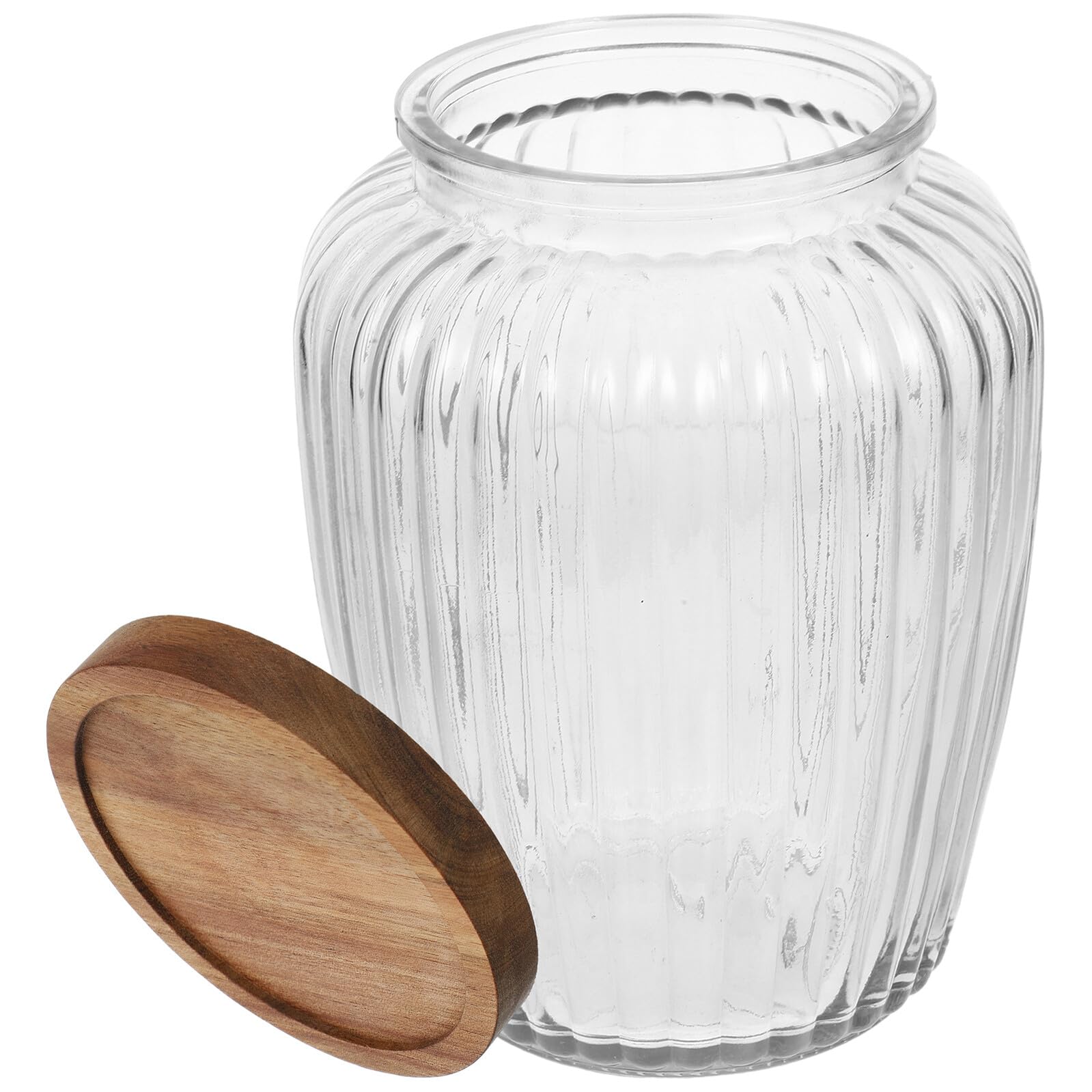 Recipiente para Alimentos de Vidrio Tapa de Madera, Apto para Almacenar Té, Granos y Cereales, Sellado Hermético para Mantener Frescura en Cocina