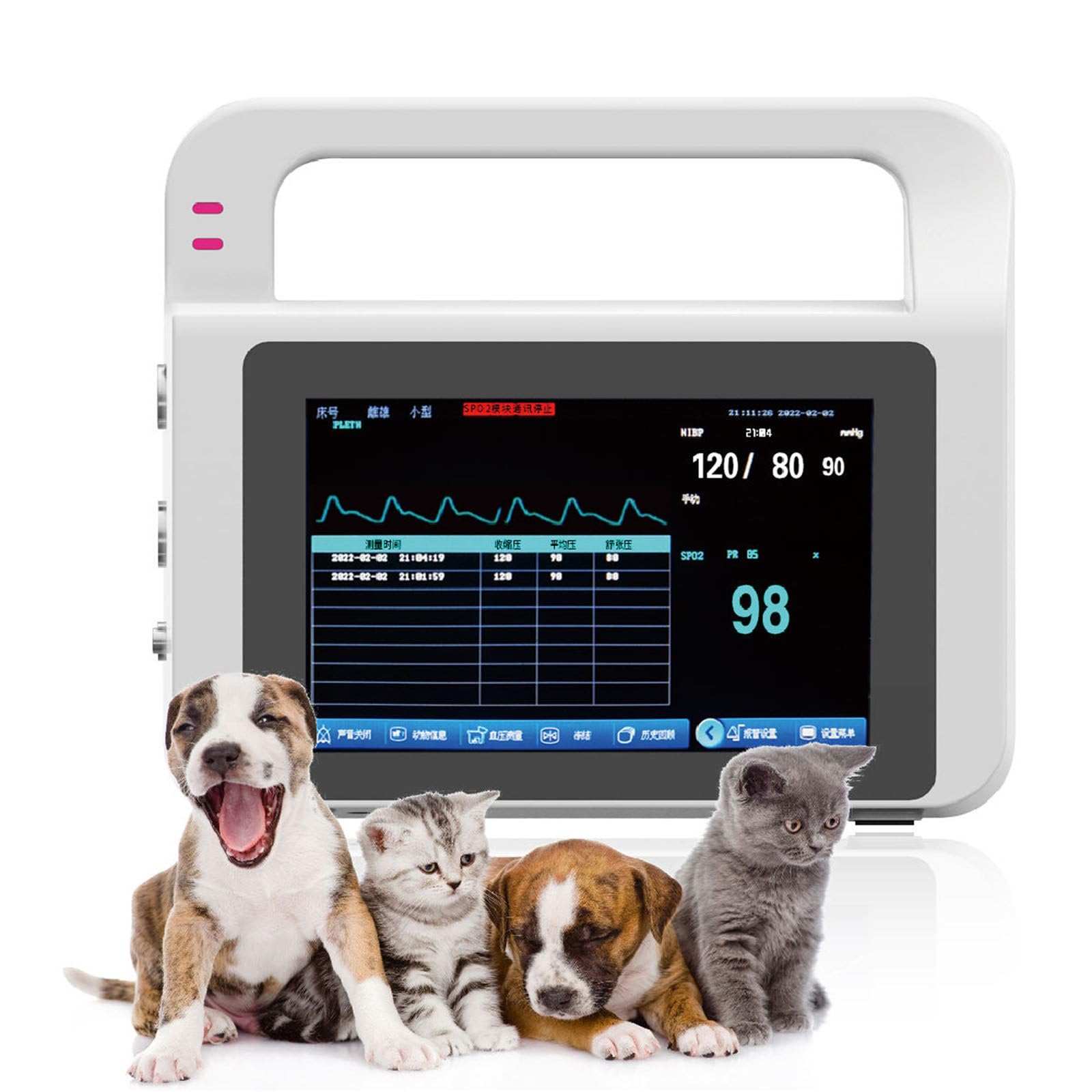 BoluDukNN Veterinary Vital Signs Monitor,Lcd Multi-parameter Pet Monitor with NIBP SpO2 PR Temp,12" Large Touchscreen,Veterinary Equipment for Dogs Cats Horses
