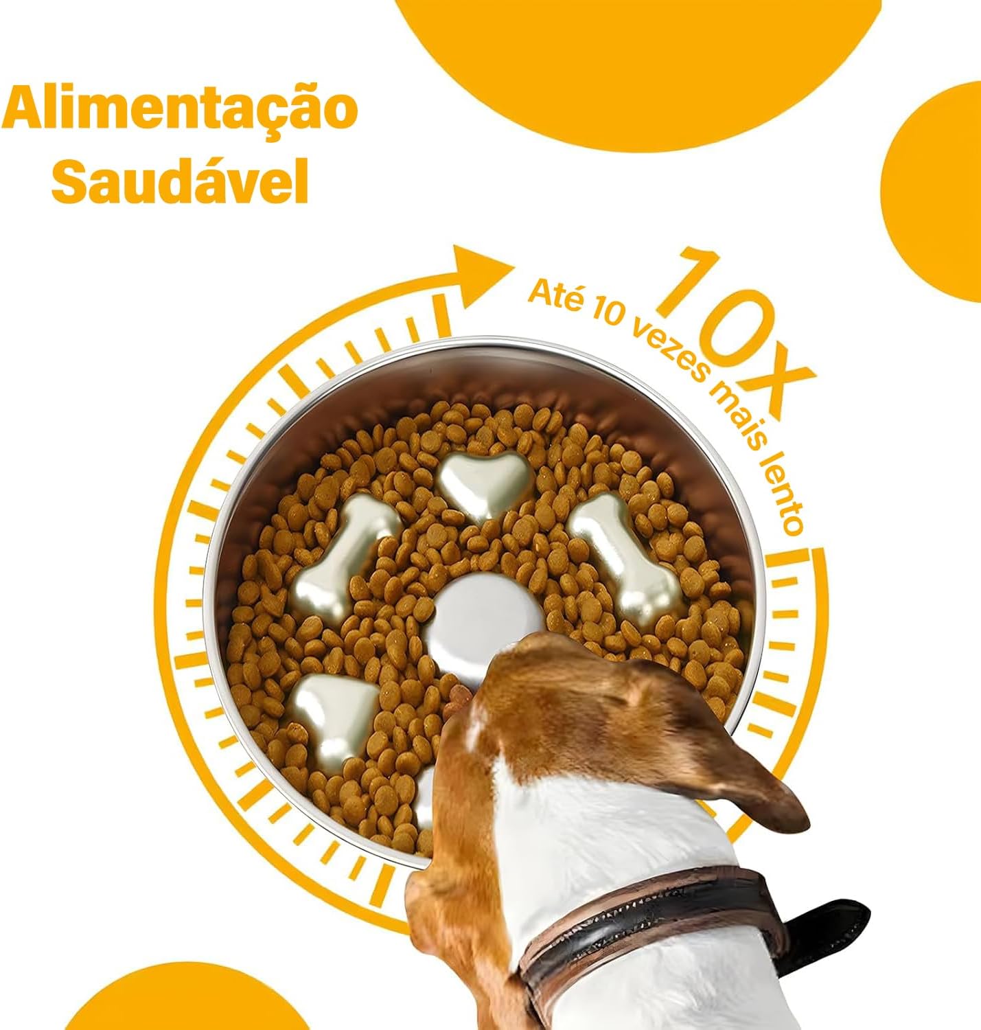 Potes e Tigelas para Cães,304 Aço Inoxidável Comedouro Lento Funcional Mini Pet Fit Agua Para Cães, para Alimentação Lenta (1 Kit)