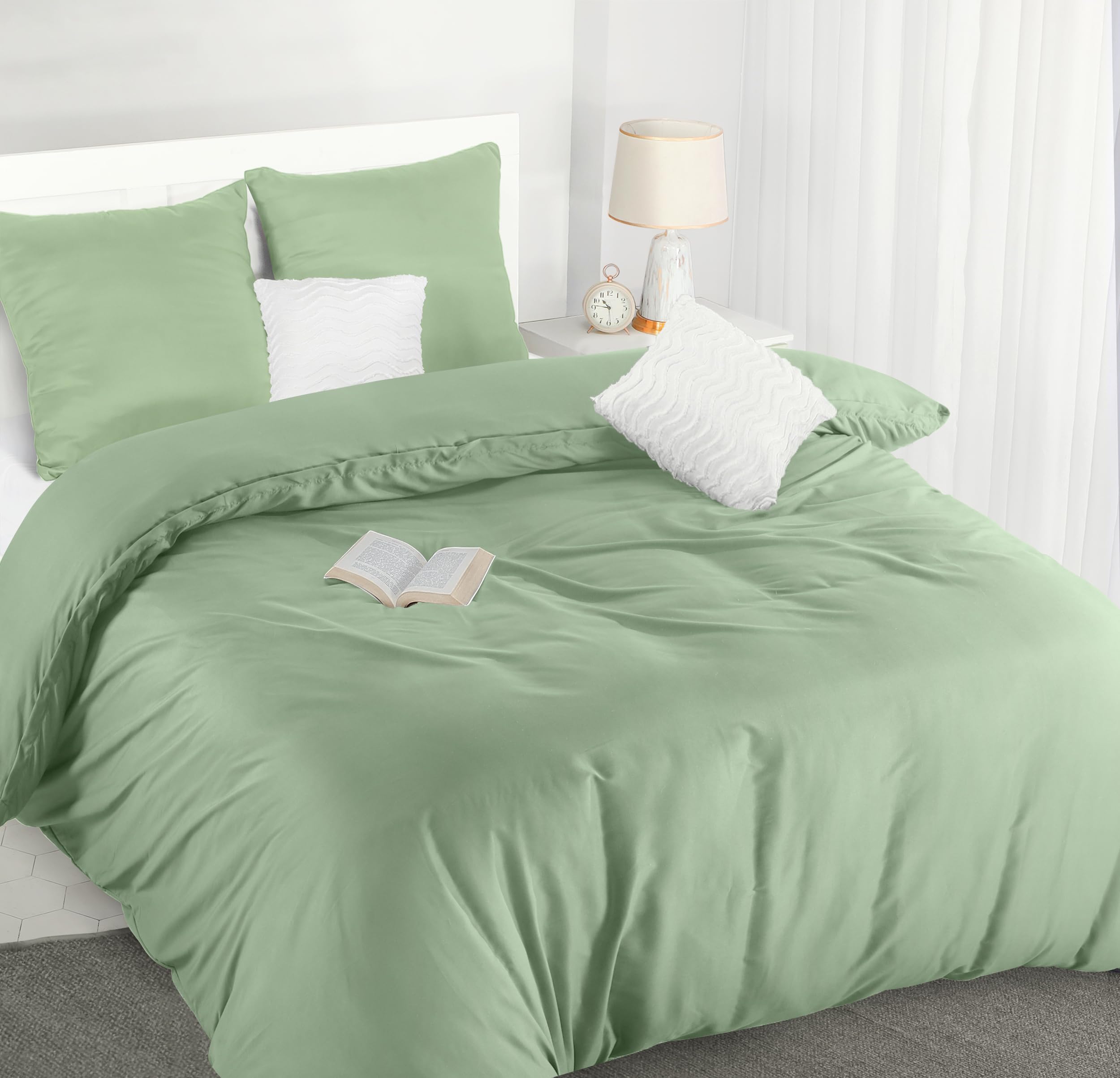 Utopia Bedding Funda Nordica Cama 180 - Microfibra Juego de Funda Nordica 240x260 cm y 2 Fundas de Almohada 65x65 cm (Verde Salvia)