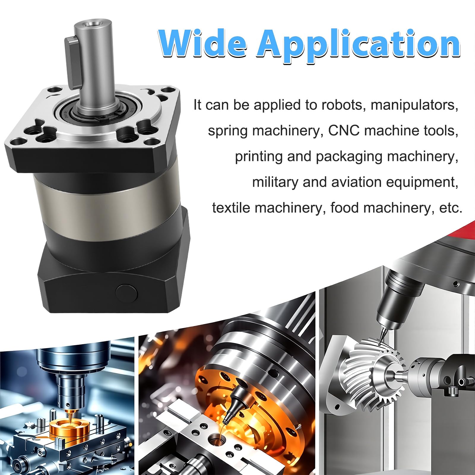 Reductor planetario 50:1 12 arc-min 4000rpm 200W 400W 60mm para servomotor torno