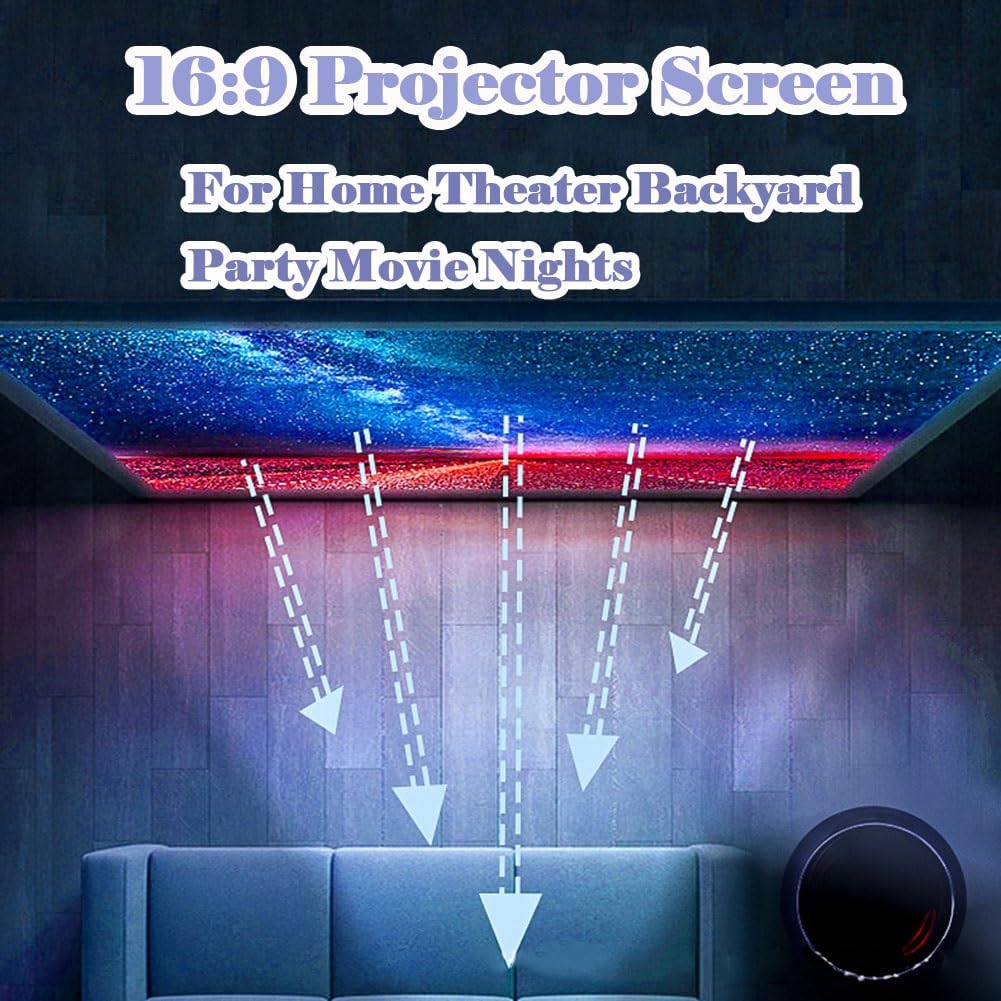 Écran de Projection 133 Pouces, Écran de Projection Portable, Écran de Projection Extérieur 16:9(92in(199x112cm))