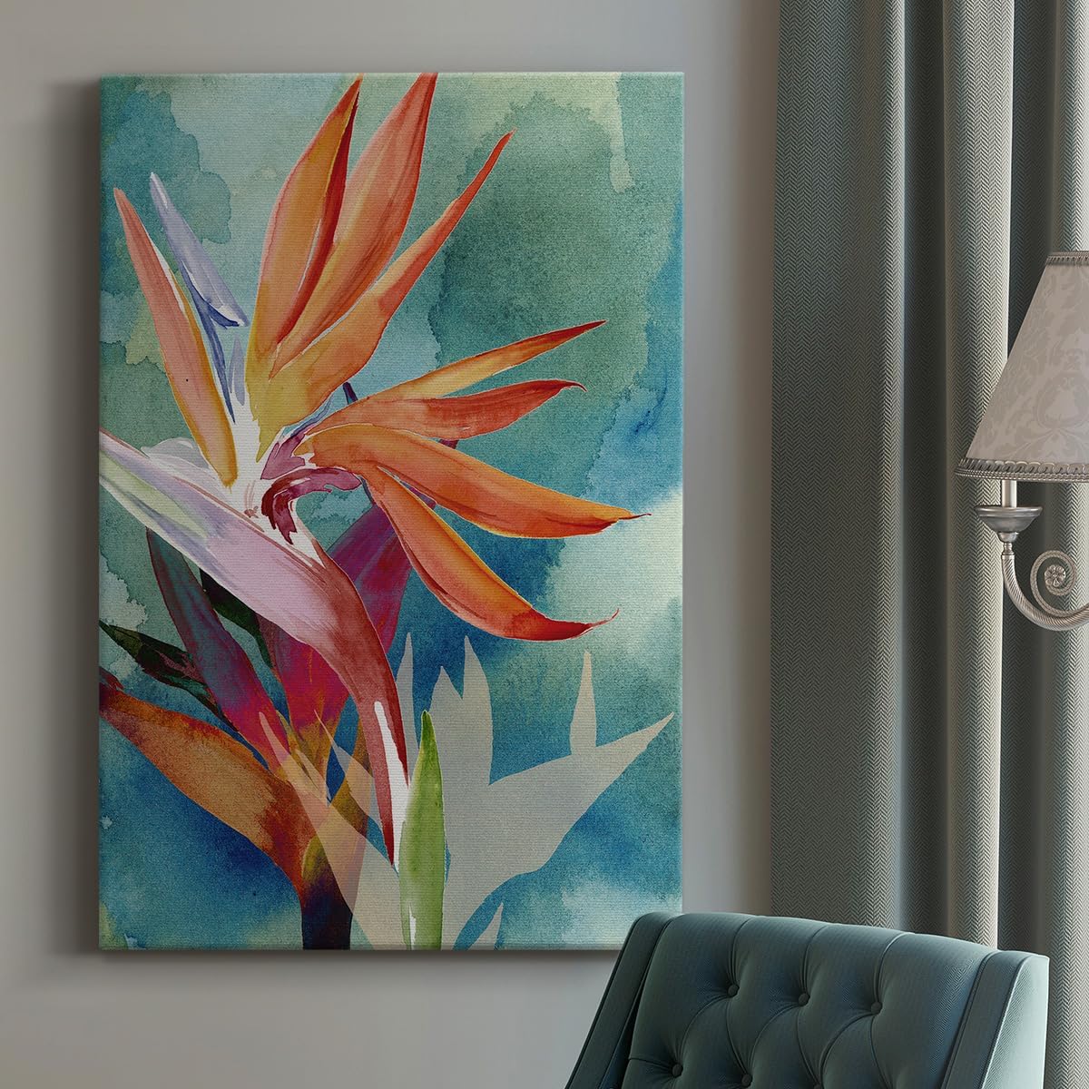 Renditions Gallery Canvas Nature Decor Home Paintings & Prints Vivid color Birds of Paradise Flowers Abstract Wall Artwork for Living Room Office Kitchen - 12"X18" LT527