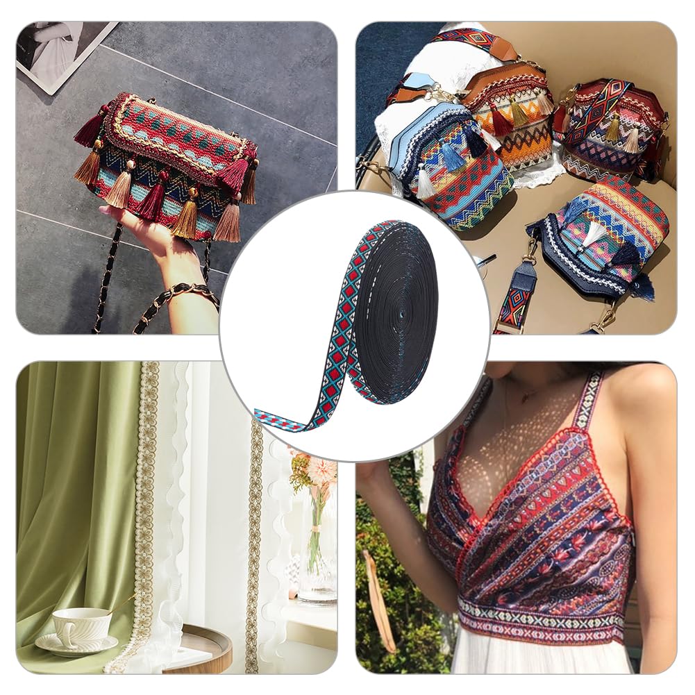 Nastri In Poliestere Ricamati Etnici - 4 Rotoli Da 7m, Larghezza 25mm, Per Cucito E Decorazioni - Foto 5