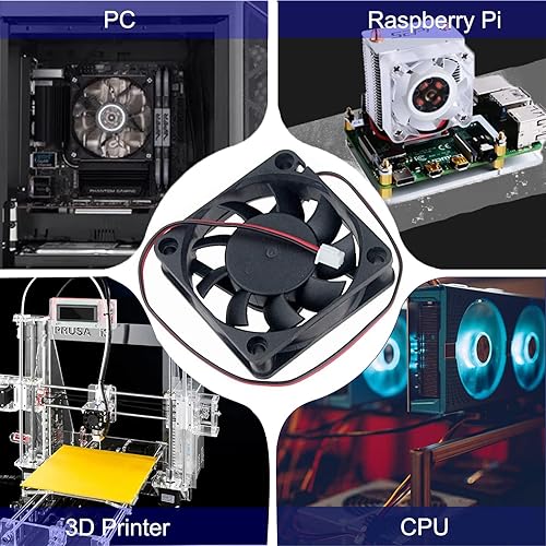 Miniatura 6 de Ventilador de 2362in CC 12 V sin escobillas doble rodamiento de bolas refrigeración silenciosa ventiladores 6015 para impresora 3D y otros