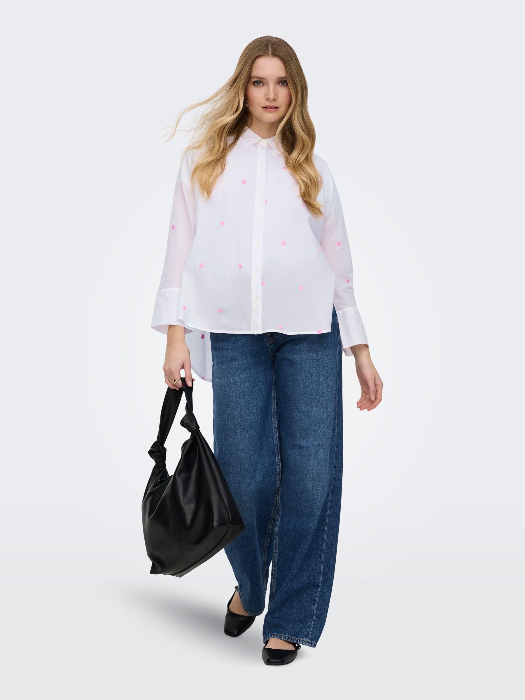 Only Onlnew Lina Grace Ls EMB Shirt Noos WVN Chemise à Manches Longues avec Fermeture à Boutons Femme