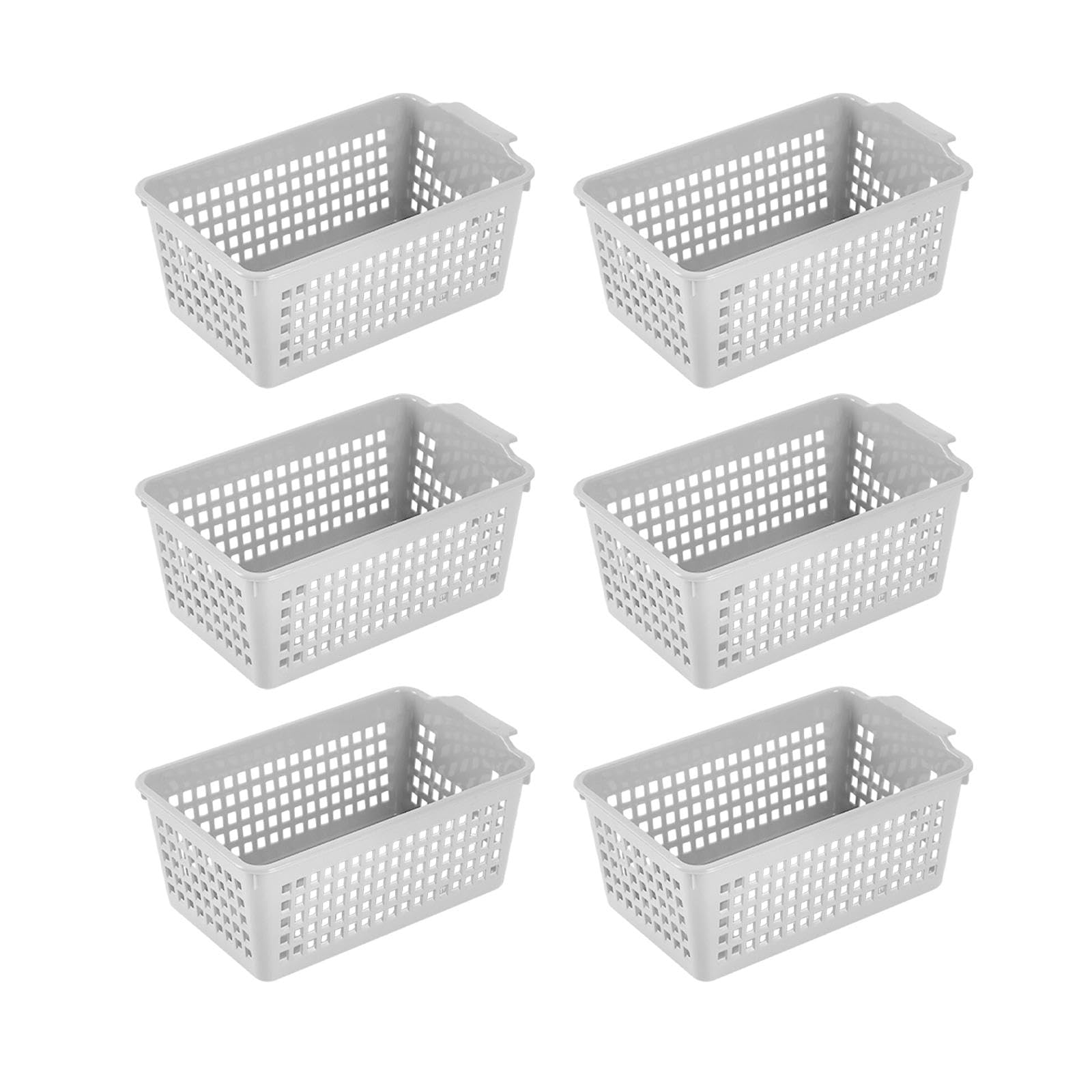 TYUHDUYUR 6 Pack Makeup Organizer Baskets, Cosmetic Trays, Mesh Bins, Vanity Trays for Shelves, Document Organizer, White (White)