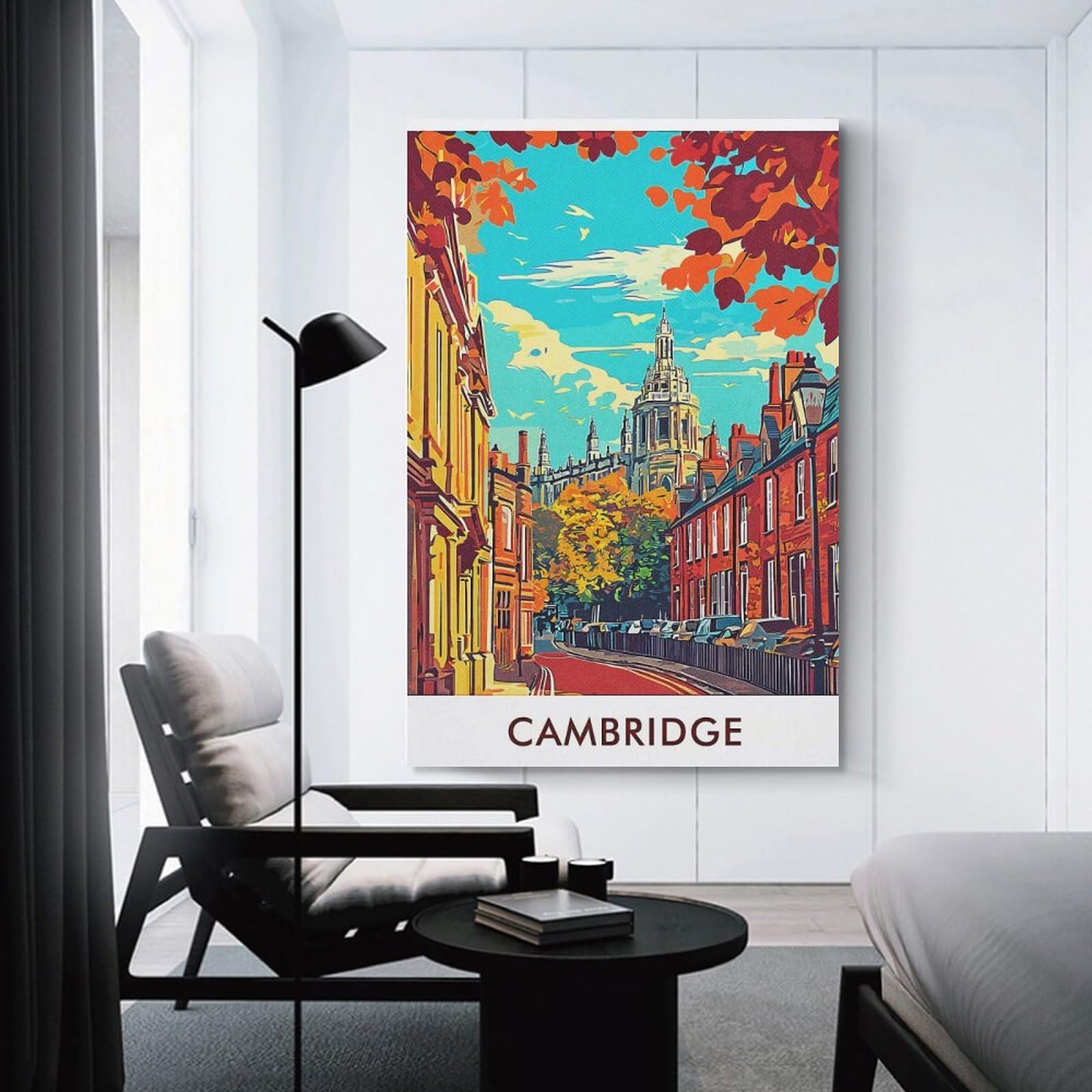 Junmoney Cambridge Cityscape Wall Art Print, 24x36inch(60x90cm), for Workspace Walls, Study Corners Or Bedrooms, A Smart Decor Choice for Study Walls