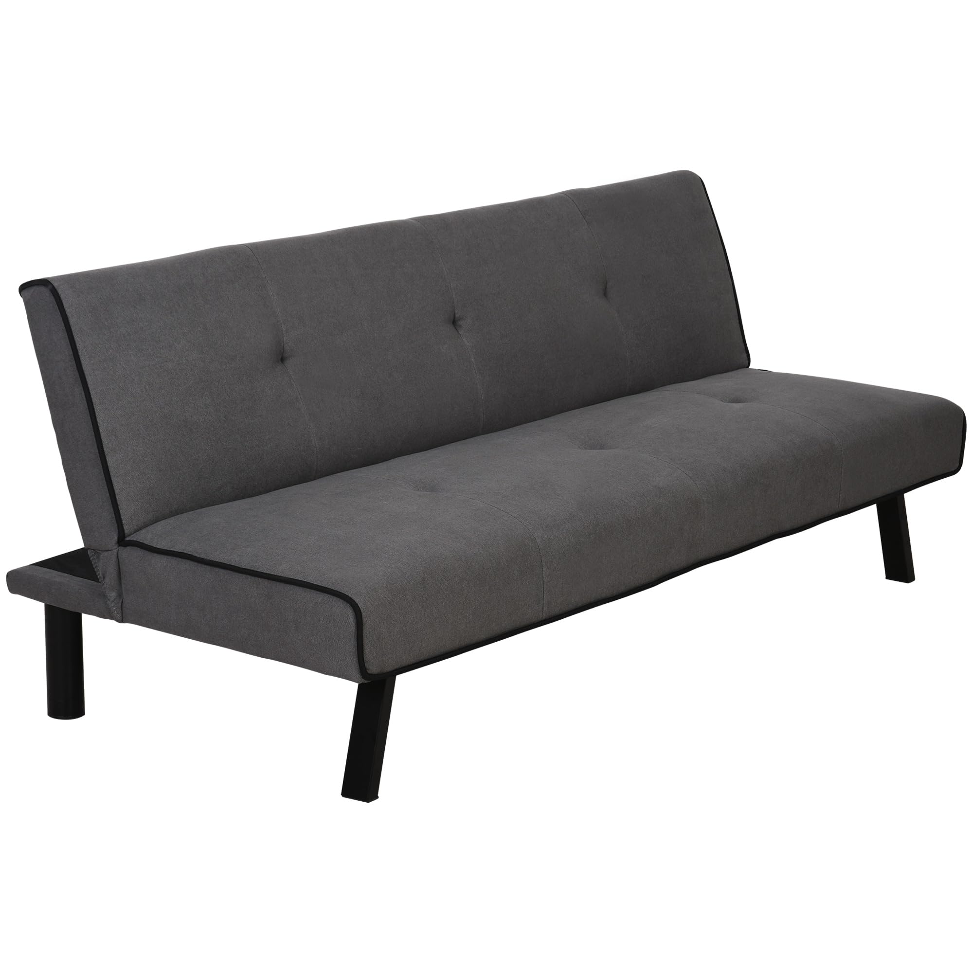 Canapé Convertible 3 Places HOMCOM - Dossier Réglable, Aspect Velours, Pieds Métal, Charge 300 Kg
