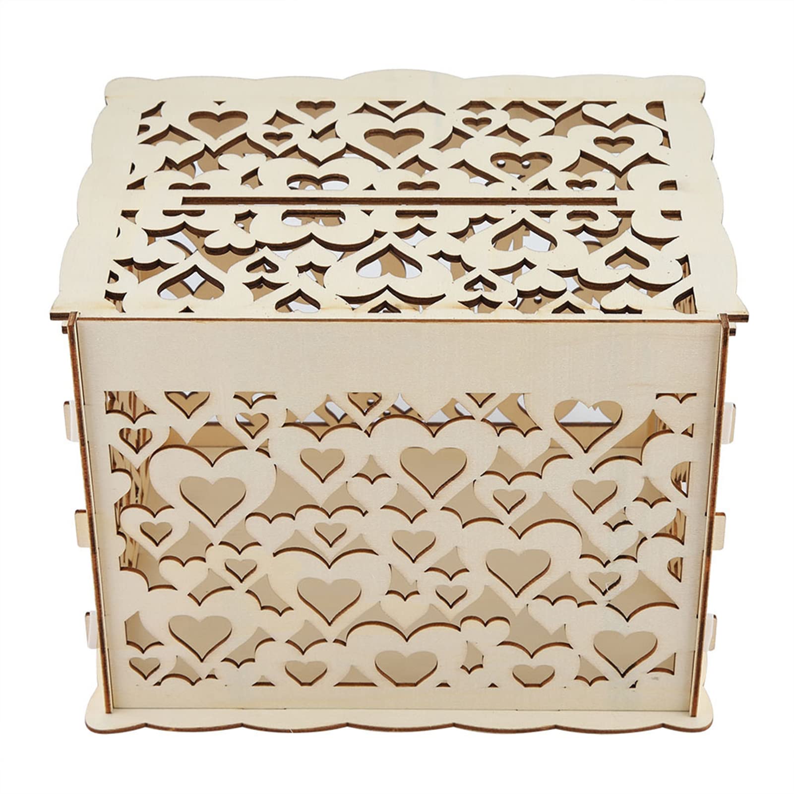 Boîte à Cartes De Mariage Avec Serrure - Bois Vintage, Clé Incluse - 25x20x18cm