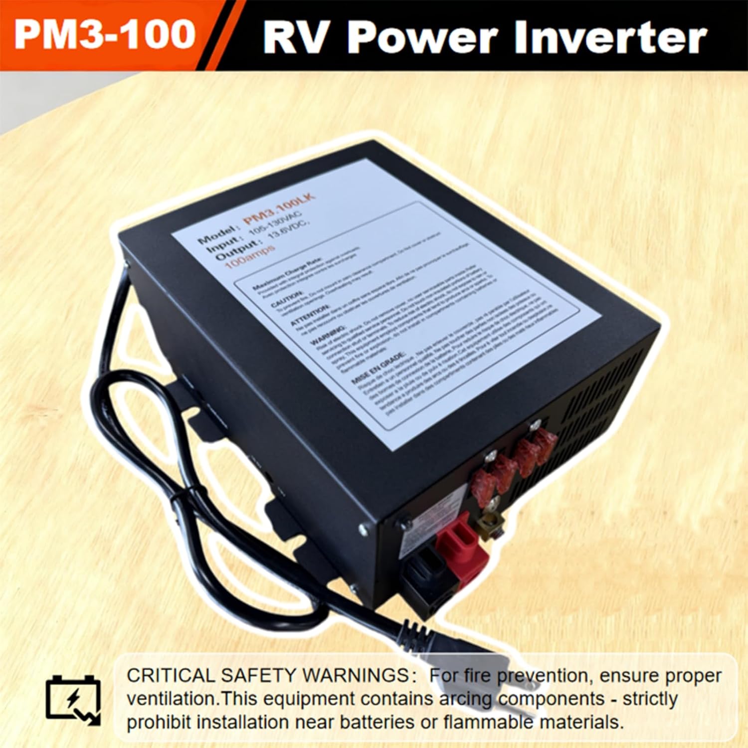 PM3-100LK 110V to 12V DV Power Supply Converter Charger for RV 100 Amp -Grade Voltage Converter Modified SINE Wave Inverter