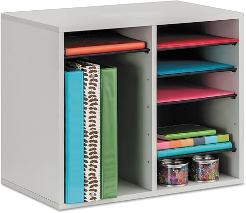 Vista 99 de Safco 9422GR - Organizador de papel y literatura ajustable de madera, 16 piezas ajustables, construcción duradera apilable, hogar, oficina, correo