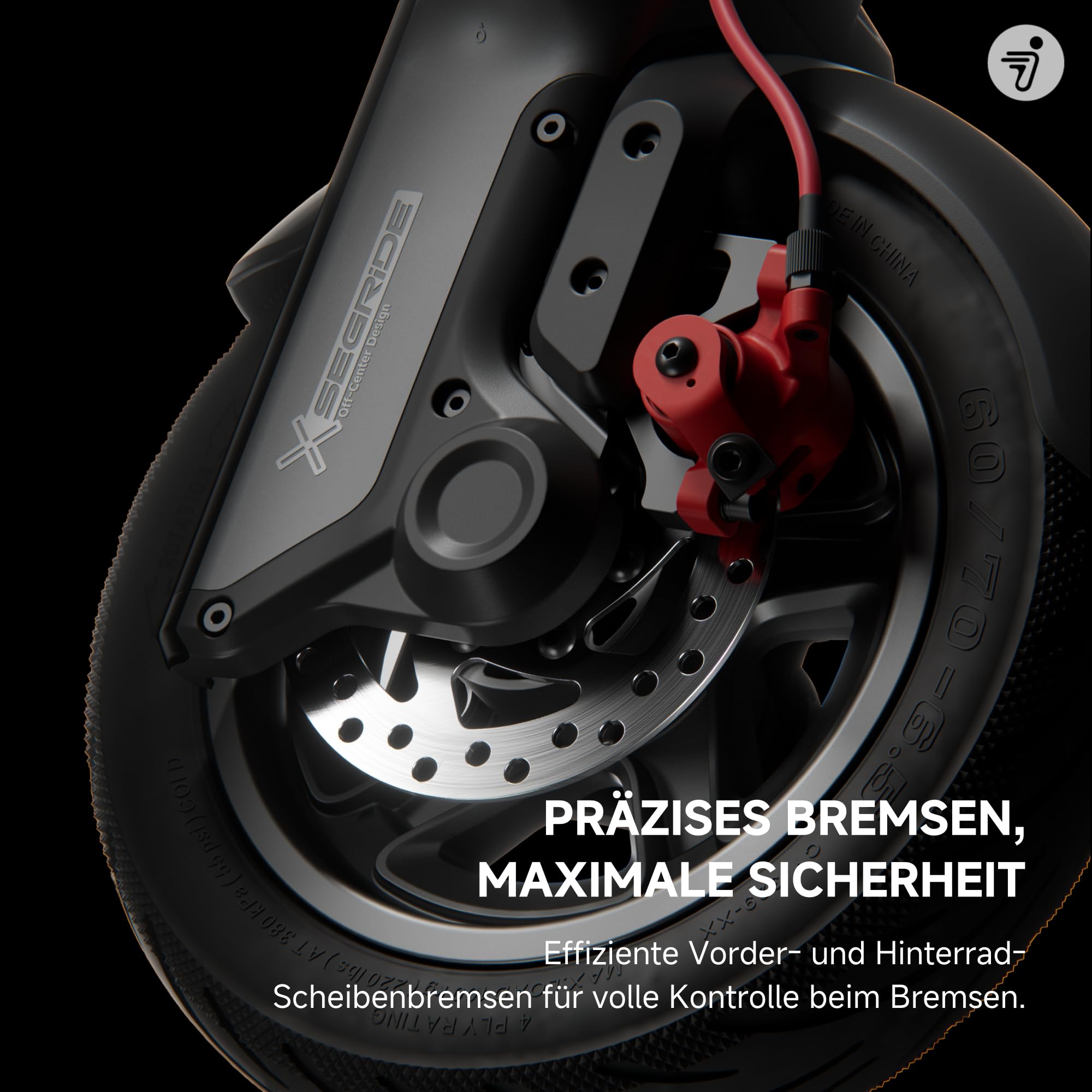 Segway-Ninebot F3 Pro D, E-Scooter mit Straßenzulassung für Erwachsene, 70km Reichweite im Eco-Modus, 120kg Tragfähigkeit, doppelte hydraulische Federung, Smart Display