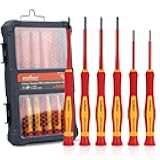 HORUSDY 1000V 6-Piece Mini Insulated Screwdriver Set, Magnetic Tip Mini Electrician Screwdriver Set Slotted(1.8mm,2.0mm2.5mm,3.0mm), Phillips: (PH00, PH0)