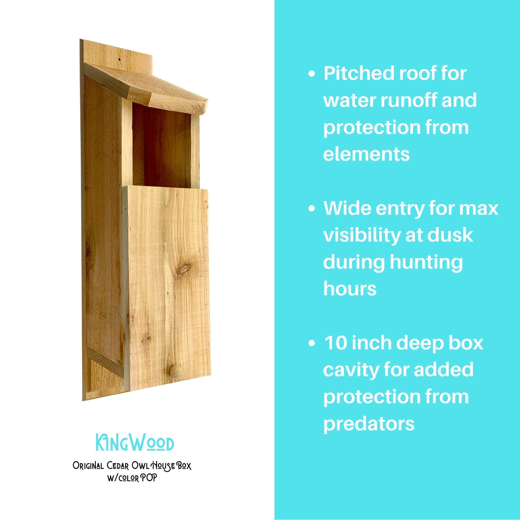 KingWood Original Cedar Owl House Box, Bird House w/nesting material