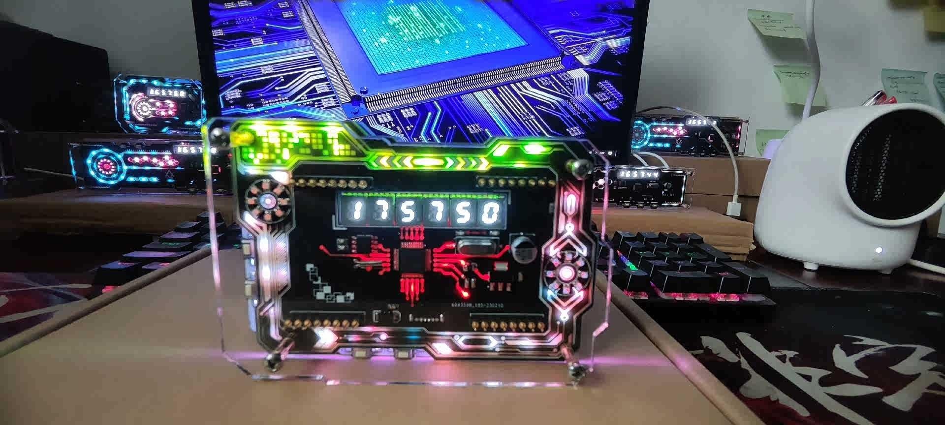 屋外用時計 サイバーパンク RGB 時計アートセンステクノロジーゲーム雰囲気ルームデスクトップ装飾アクセサリーギフト リビングルームの壁の装飾 ホーム キッチン