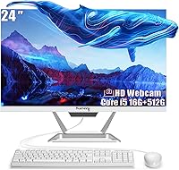 Vista 1 de Computadora de escritorio todo en uno FHD de 24 pulgadas para el hogar y la oficina, uso diario, Core I5, 16 GB de RAM, SSD de 512 GB, HDMl, WiFi 6
