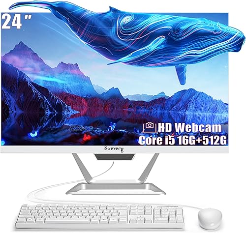 Computadora de escritorio todo en uno FHD de 24 pulgadas para el hogar y la oficina, uso diario, Core I5, 16 GB de RAM, SSD de 512 GB, HDMl, WiFi 6,