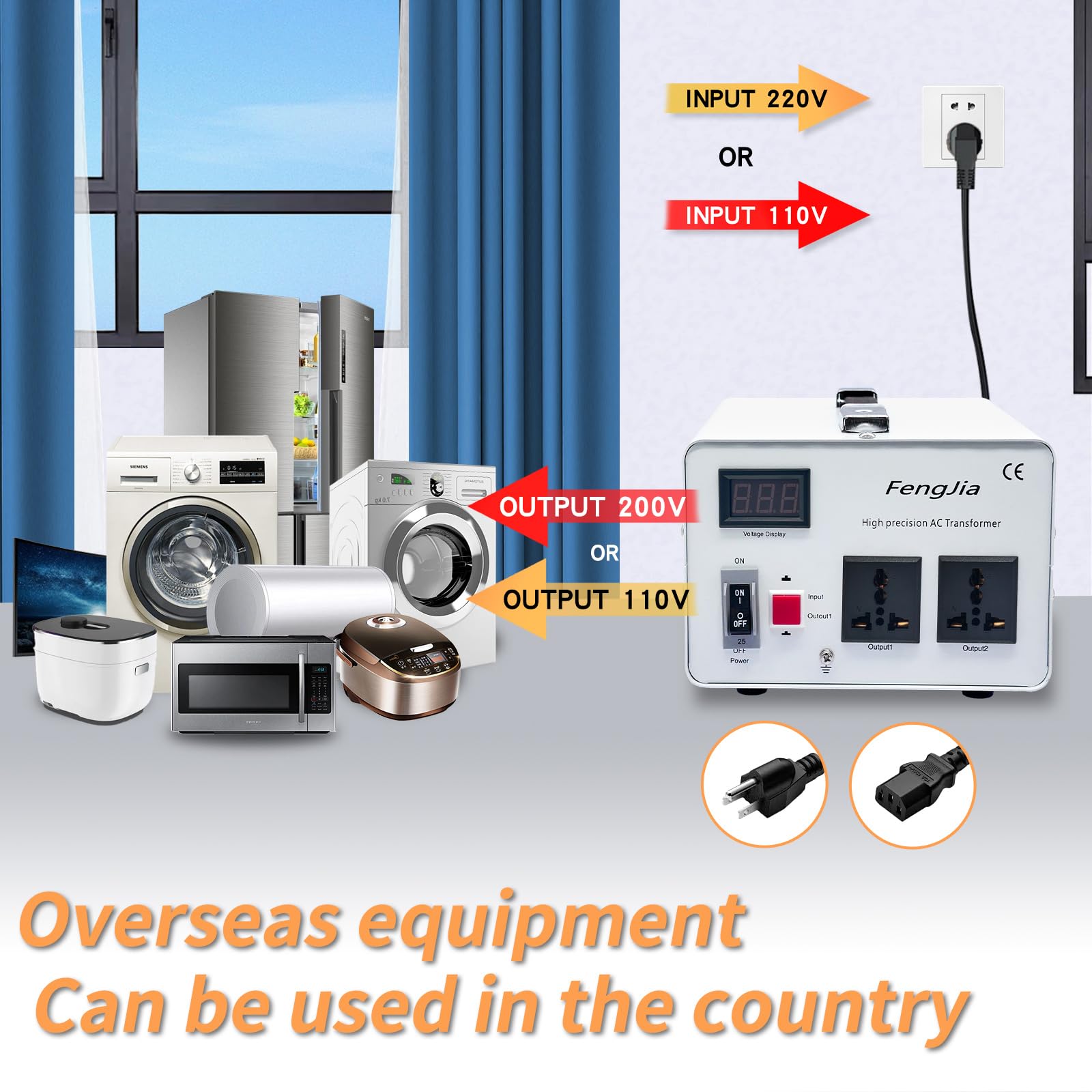 Convertidor de voltaje de 110 V a 220 V/220 V a 110 V, totalmente conectado a tierra en los Estados Unidos, enchufe universal, (500 W (110 V-220 V))