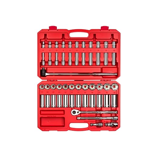 TEKTON 1/4 Inch Drive 6-Point Socket and Ratchet Set, 55-Piece (5/32-9/16 in., 4-14 mm) | SKT05301