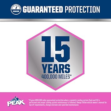 PEAK OET Extended Life Pink 50/50 Prediluted Antifreeze/Coolant for European Vehicles, 1 Gal.