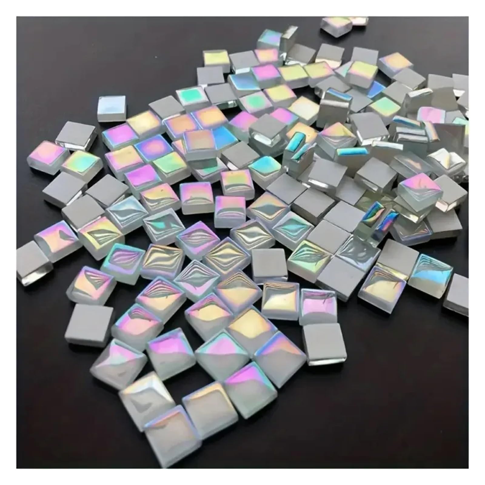 Metaliczny połysk Ceramika Mozaiki 100 szt. 1,0x1,0 cm Biały Zielony Niebieski Dekoracja Materiał do majsterkowania(100pcs Greenblue)