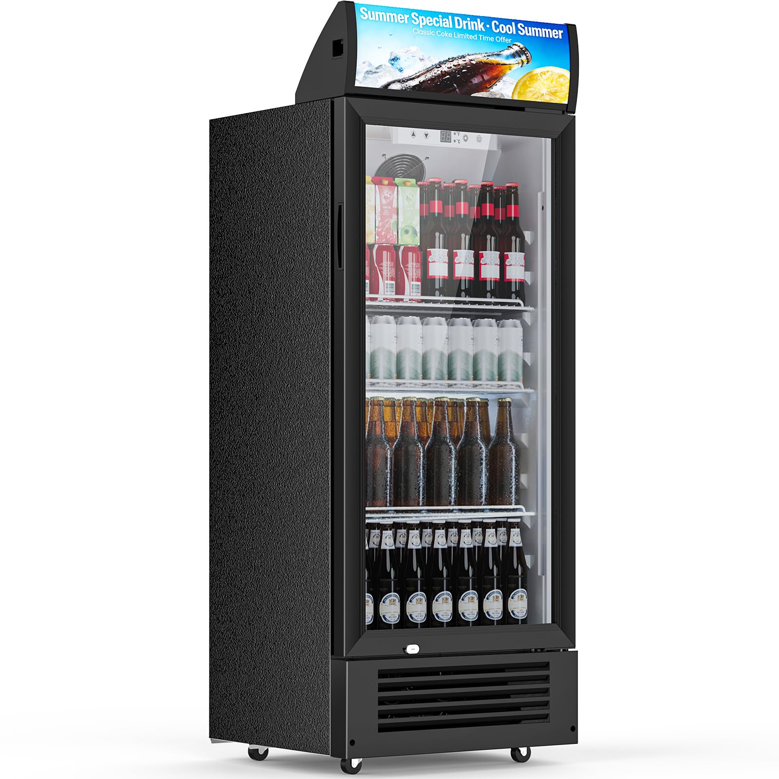 COWSAR Beverage Refrigerator Cooler, Freestanding 145 Can Beverage Refrigerator with Smart Temperature Control，6 CU FT Quiet Fridge with Lightbox for Bar, Office, Restaurant or Home, Black | Fridge.com