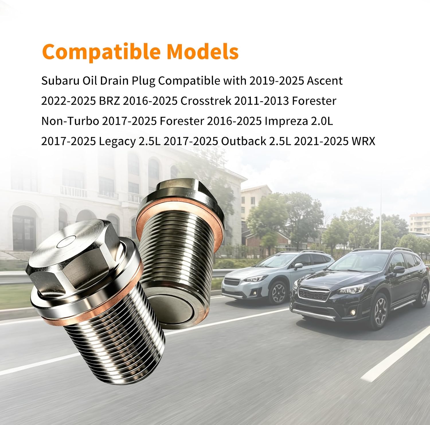 Stainless Steel Magnetic Oil Drain Plug 32195AA021with Washer Crush 803916010 Compatible with Subaru 2017-2025 Forester,2016-2025 Crosstrek,2019-2025 Ascent Oil Drain Plug M16x1.5