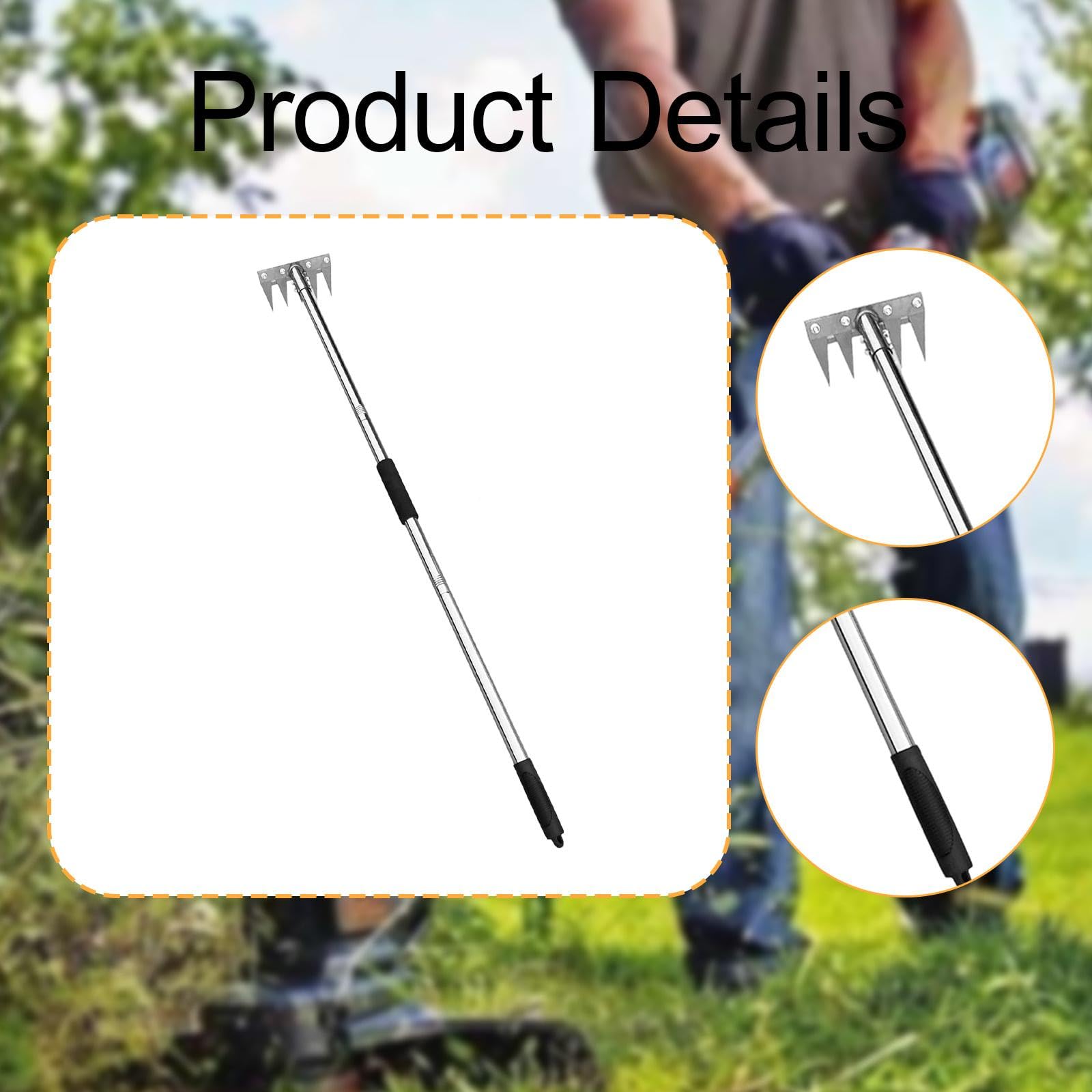 LOVIVER Diserbatrice Manuale Strumento per Estirpare Erbacce Rake da Giardino in Acciaio Inox con Presa Ergonomica Adatto per Orto Cura del Giardino Cortile F, 5 Denti