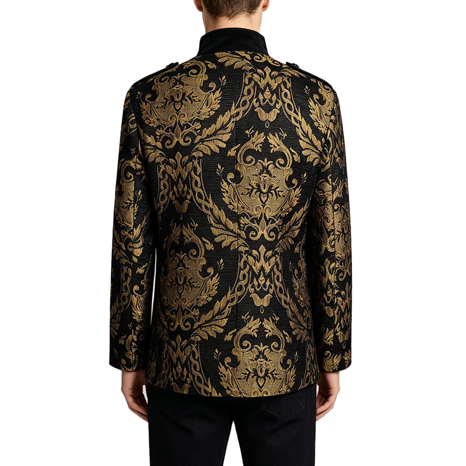 Giacca Militare Gotica Da Uomo Collo Dritto Uniforme Reale Ricamata