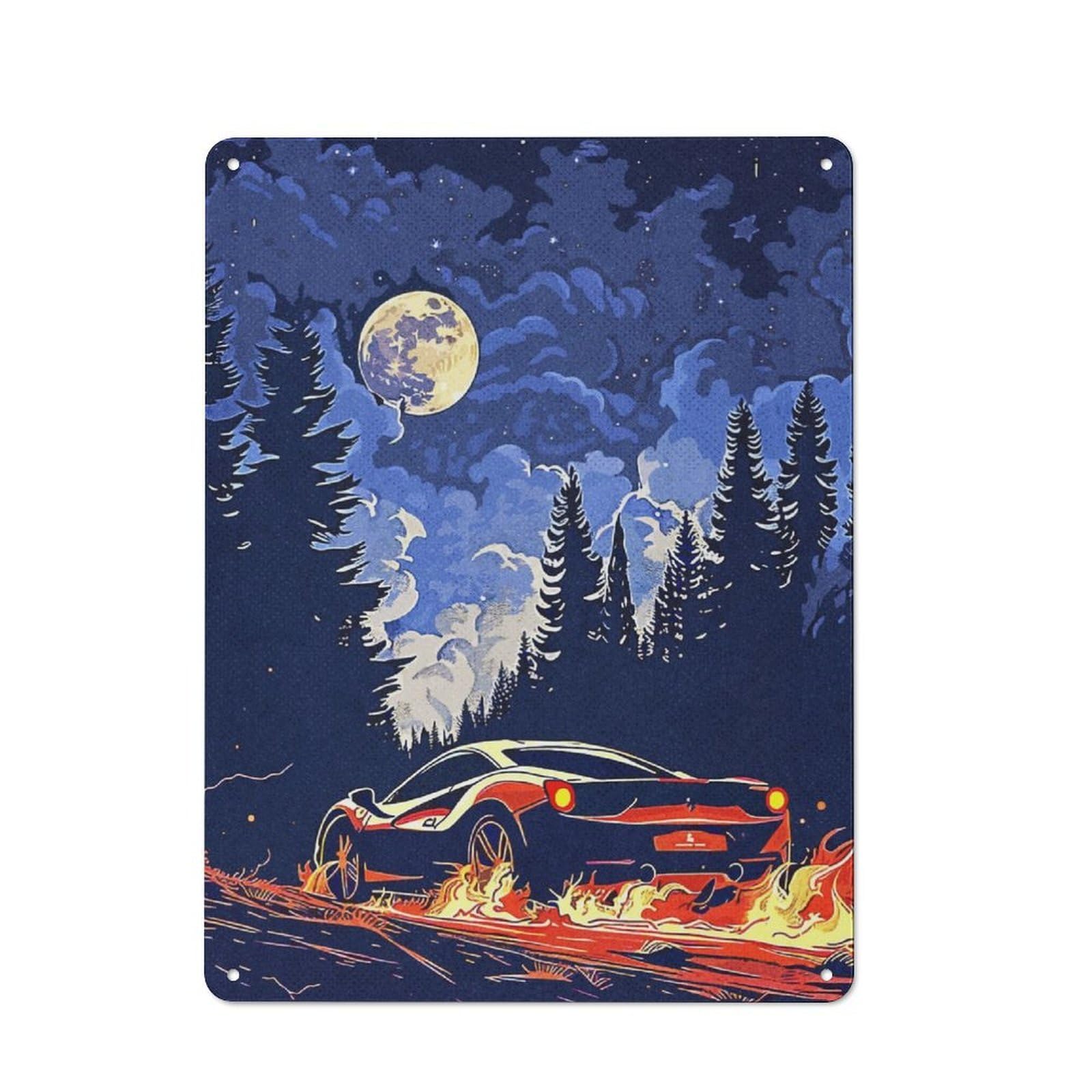 Junmoney Wild Race In Forest Retro-Style Tin Wall Plaque 40X30cm For Café Or Home Bar, New Home Wall Decor For Home Bar Enthusiasts