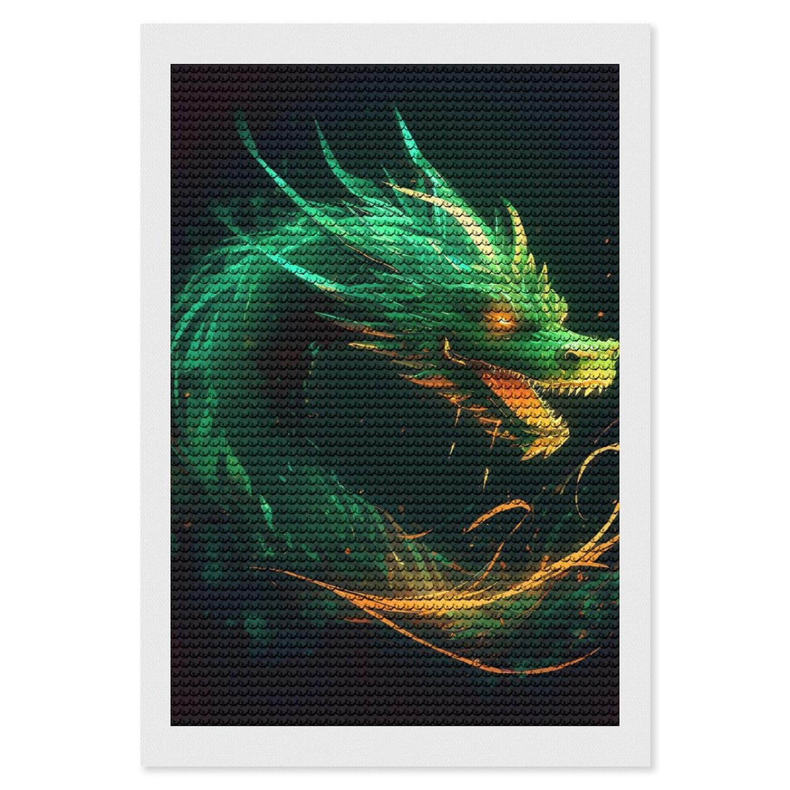 FodPand Diamond Art Kits for Adults, 5D Aurora Diamond Painting Kits for Beginners, Chinese Dragon DIY Full Drill Dots Gem Art Paint Crafts for Home Wall Decor 8"x12"