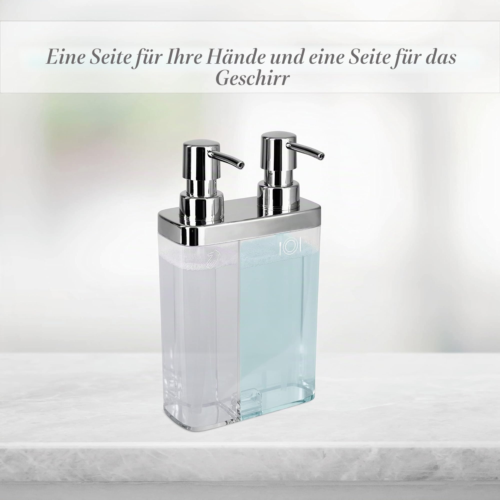 Kitchen Details Seifen- und Lotionspender für Bad und Küche, mit 2 Pumpen, transparent