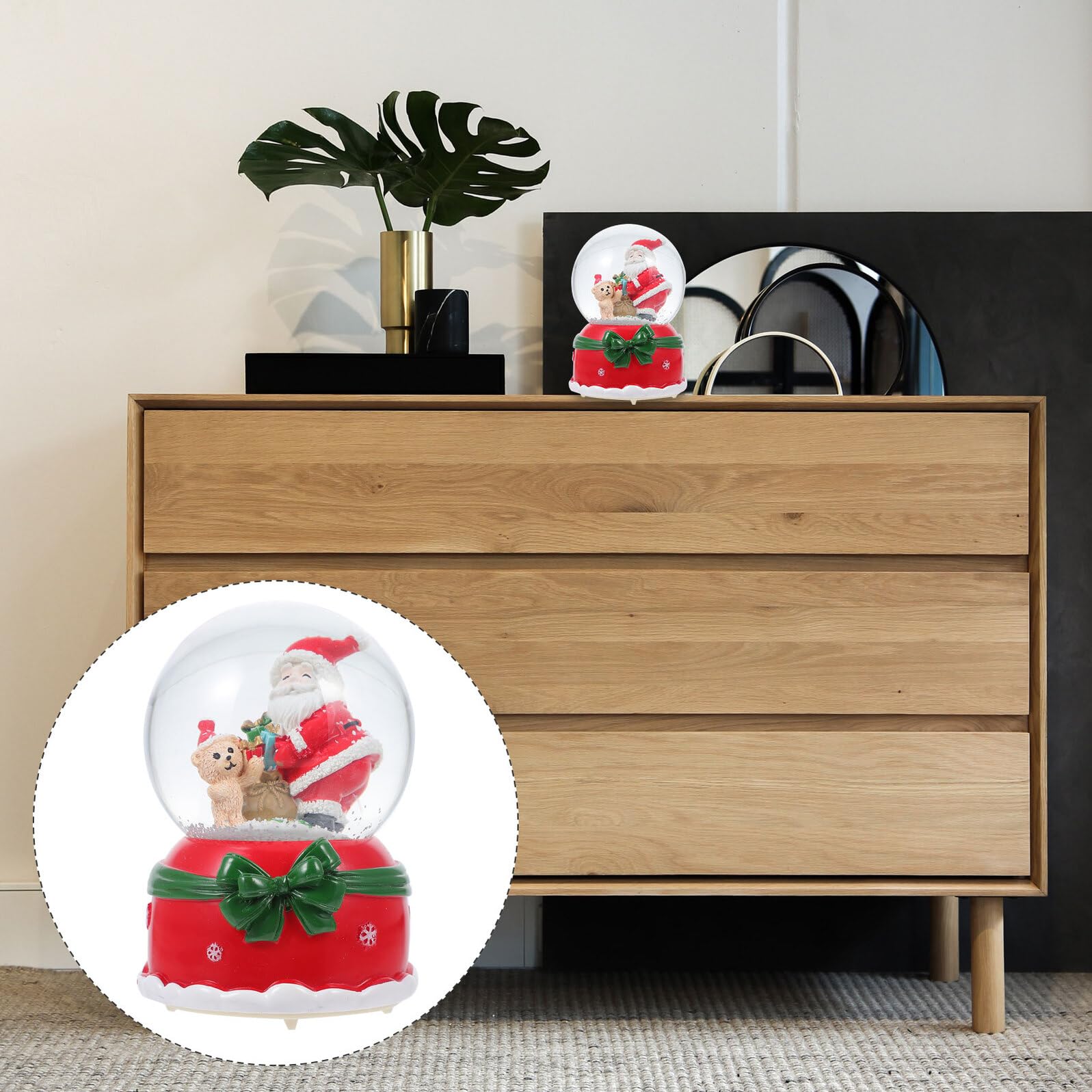 BESPORTBLE Carillon Natalizio a Sfera di Cristallo Luminosa Babbo Natale Decorazione Musicale Natalizia per Atmosfera Festiva e Regalo Accessorio Fotografico per Momenti in Famiglia