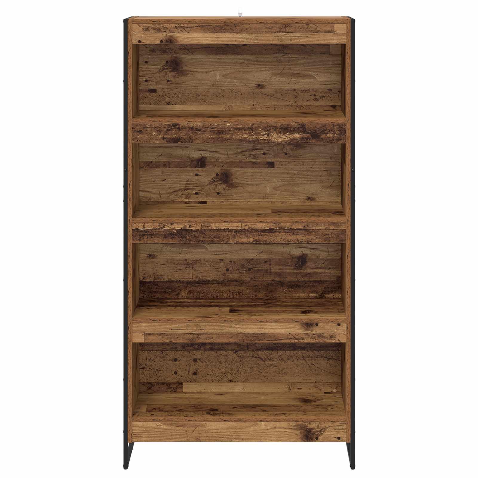 Regał na książki, 2-częściowy zestaw o wyglądzie starego drewna, 80 x 30 x 155 cm, materiał drewnopochodny ze stalowymi nogami, przemysłowy regał stojący do salonu i biura, trwałe