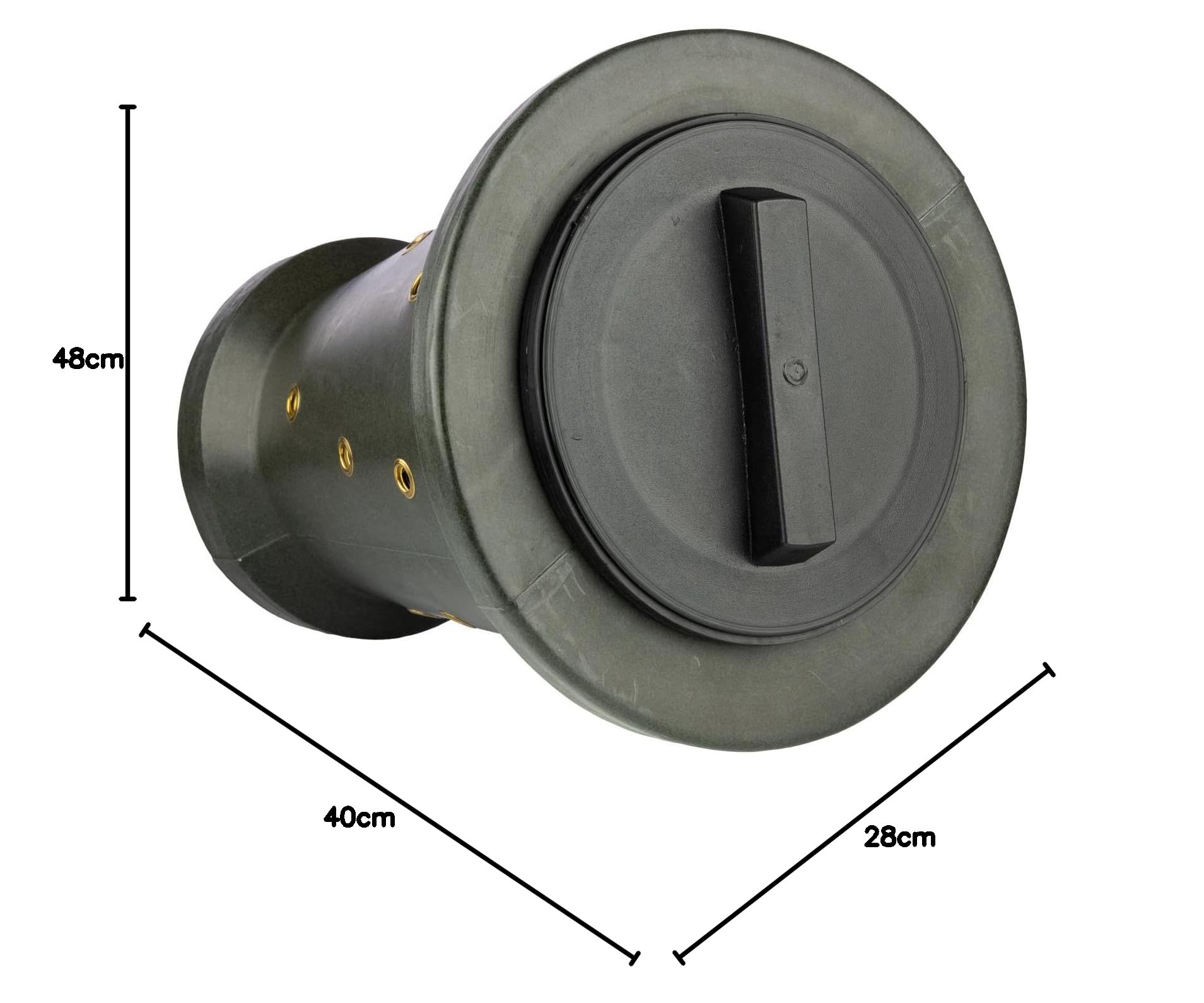 EUROHUNT - Cono di alimentazione 2.0 con ancoraggio a terra e corda di fissaggio, rinforzato con occhielli in metallo, fori spessi 14 mm, verde, portata massima 18 kg