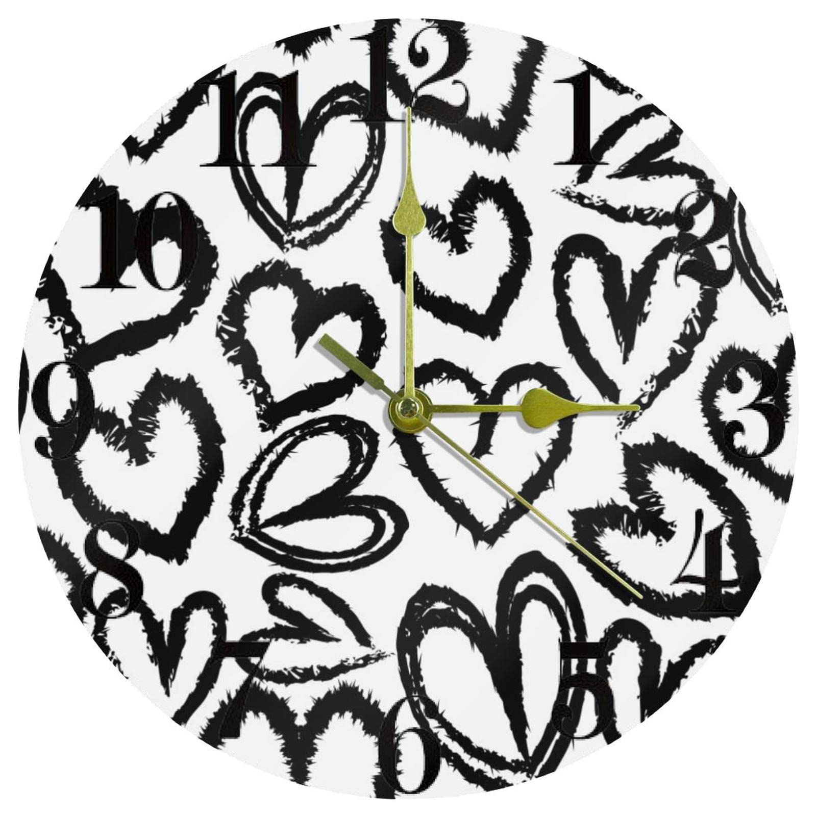 Horloge murale silencieuse pour éliminer les bruits nocturnes avec design décoratif cœurs de 25 cm