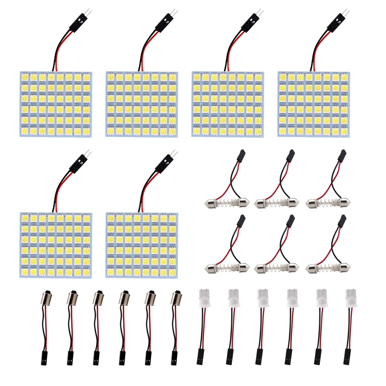 Kit 6 Luci LED Per Auto - Pannelli 48 SMD, 12V, Per Luce Interna, Bagagliaio, Porte, Adattatori Inclusi - Foto 5