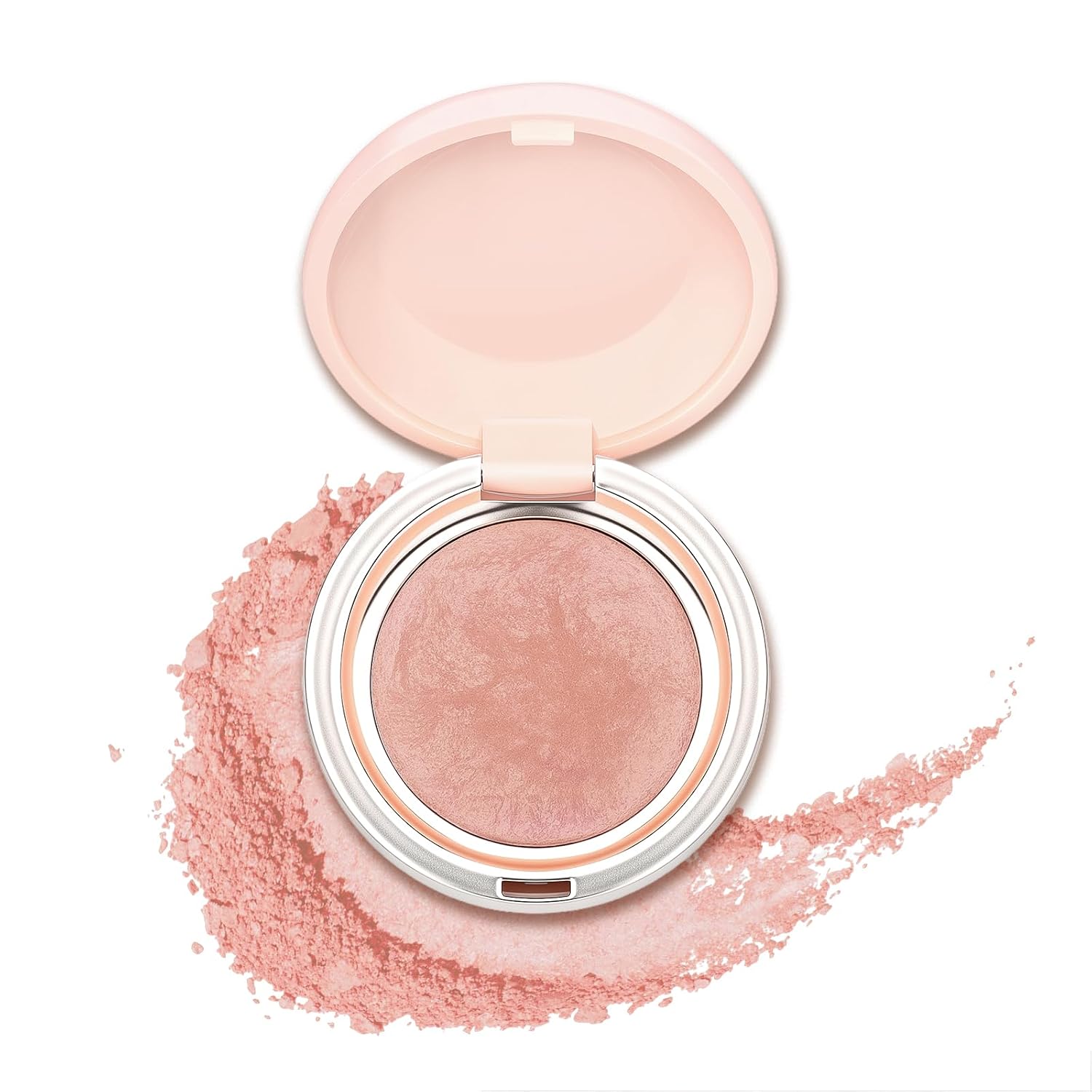 Baked Blush & Bronzer Palette, Fine Powder Makeup, Creamy Contour for Cheeks, Face Glow, Natural Shimmer Finish, Long-lasting Brightening Color (922#SpringCoral)
