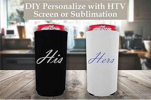 Miniatura 2 de Neopreno en blanco de 24 oz. Can Coolie (paquete de 2, azul rey)