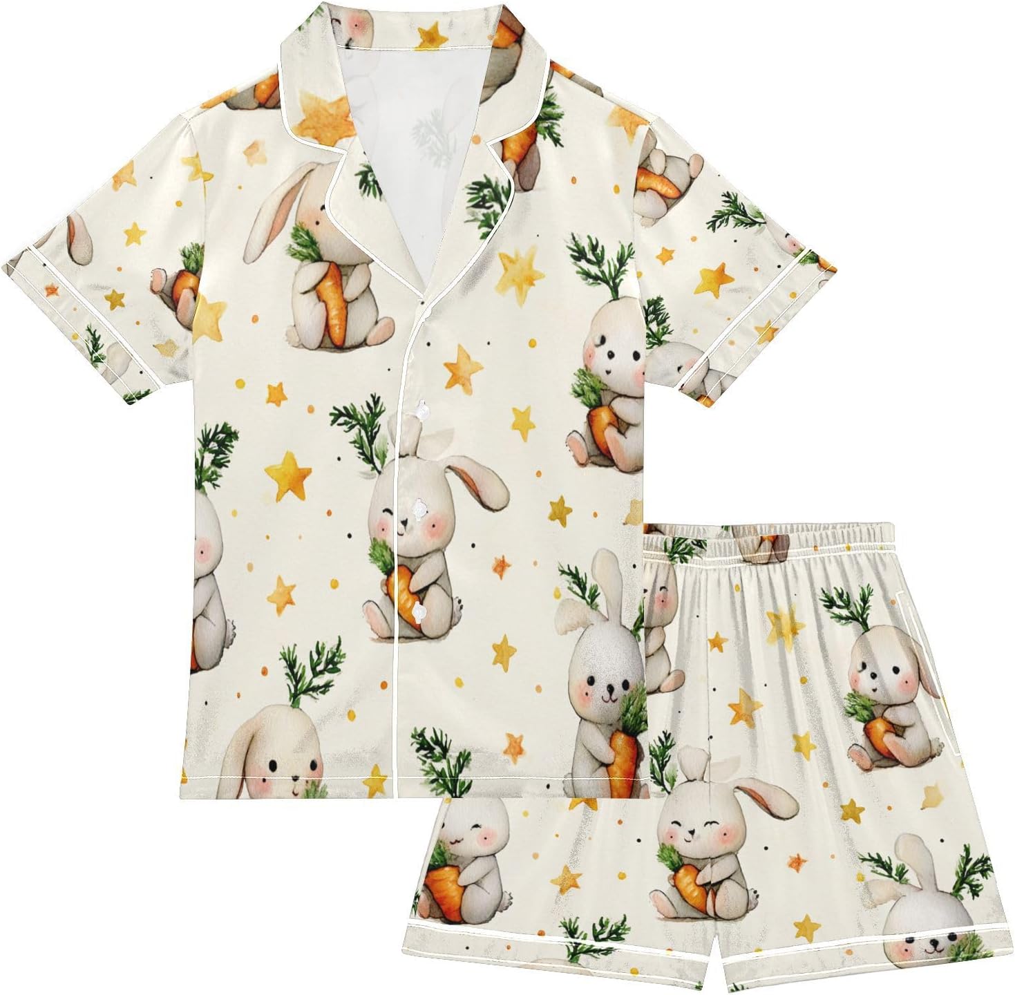 Silk Pajamas Sets Soft Satin 2 Piece Pjs Set Short Sleeve Sleepwear Nightwear