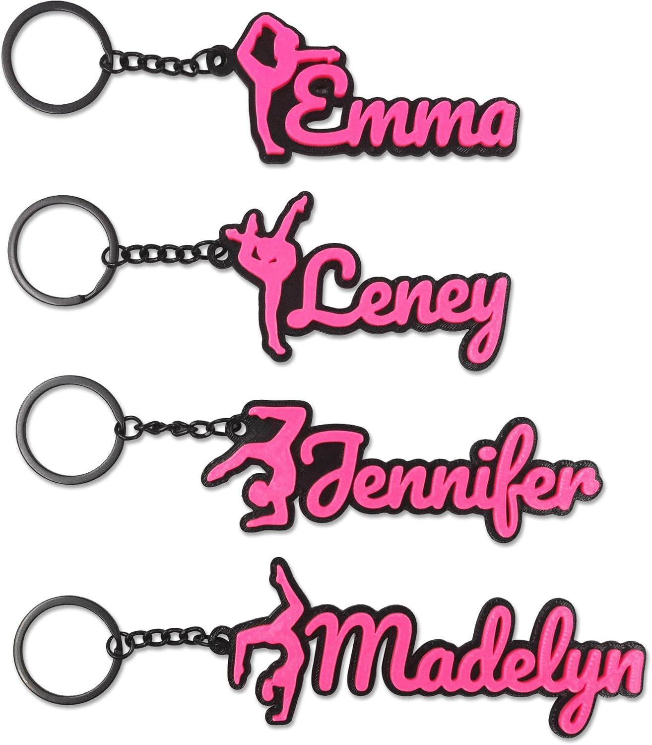 Set of 10/20/30 Gymnastics Gymnast Dance Dancer Personalized Custom 3D Printed Name Keychain Keyring Backpack Luggage Tag Team Studio Company Logo DIY