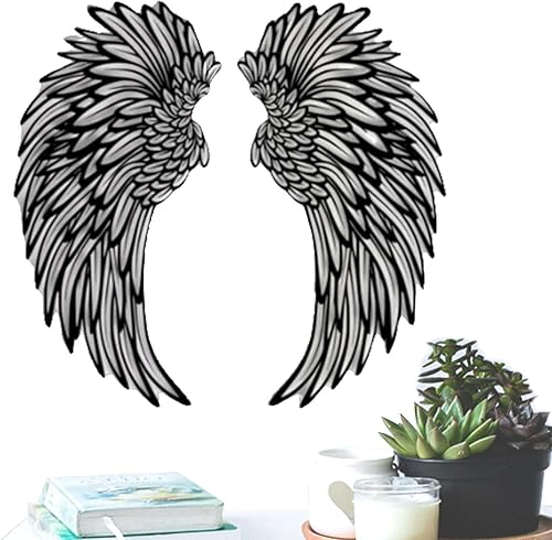 Miniatura 7 de Shakven Decoración de pared de alas de ángel de metal, gran decoración de pared de metal, escultura de pared, arte de alas para interiores y