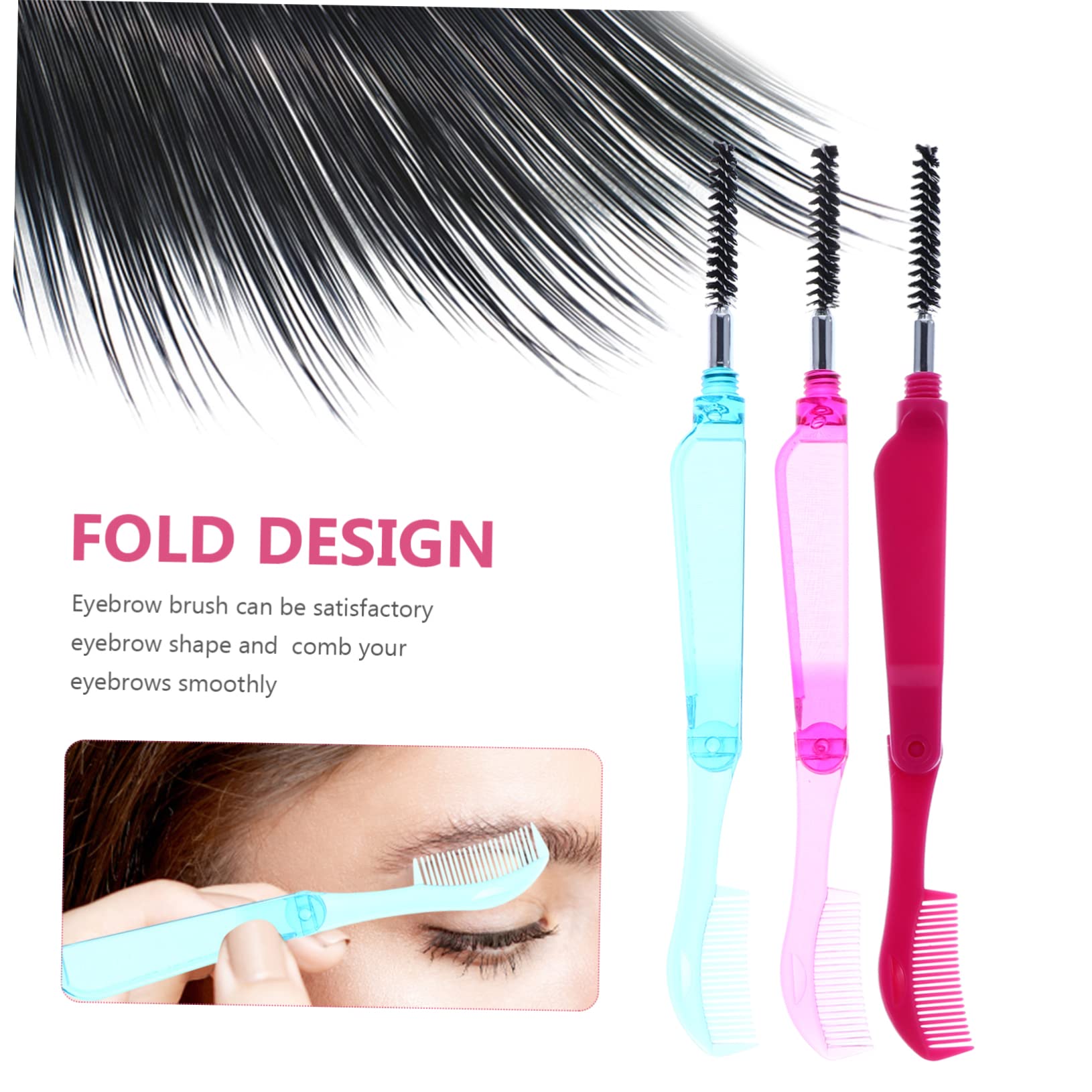 BIUDECO 2sets Professional Eyelash Brow Comb Folding Makeup Grooming Tool Eyelash Separator 6pcs*2 Random Color