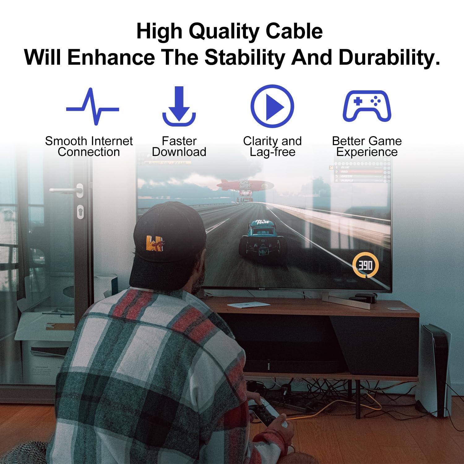 Cat6 Outdoor Ethernet Cable 250FT,PVC&LLDPE UV Double Jackets,Direct Burial,Support Cat6/Cat5e/Cat5 with 25 Ties-Black.
