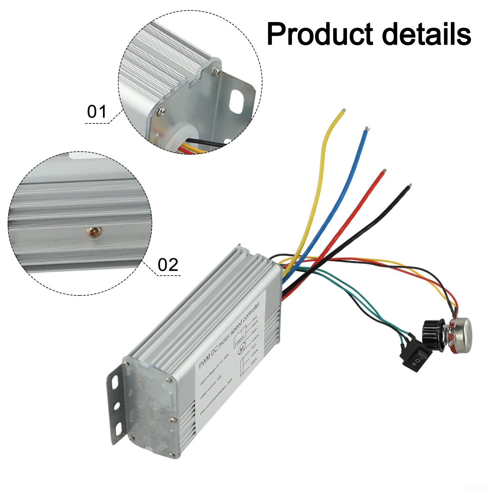 Regolatore di velocità del motore CC per motore spazzolato 12V 48V 70A 4000W per uscita PWM con regolazione del potenziometro e funzione di retromarcia in avanti