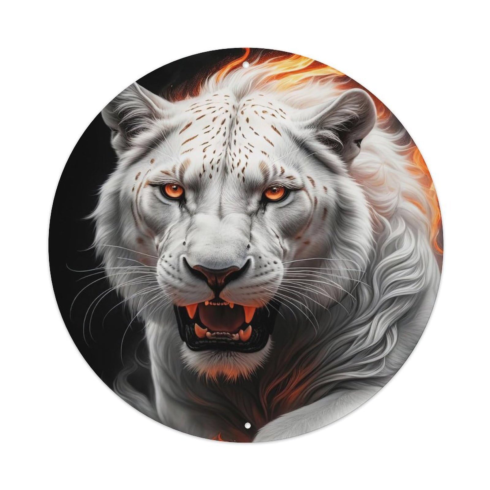 Animal Artwork Tigers in Flames Metal Tin Sign