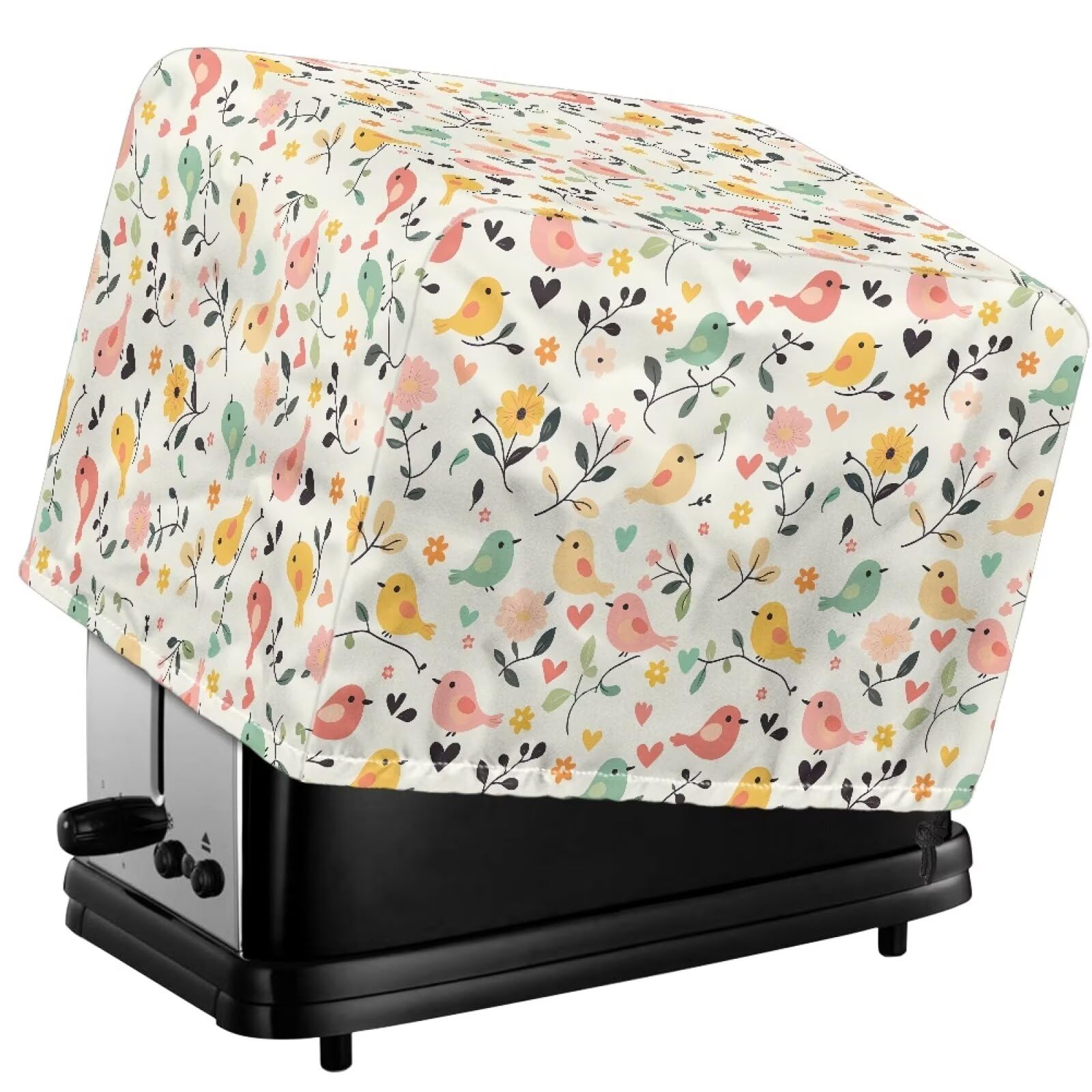 Cubierta de tostadora floral de pájaros 2 rebanadas para hacer pan, cubierta protectora para horno tostadora de cocina, cubierta para electrodomésticos pequeños, cubierta de tostadora