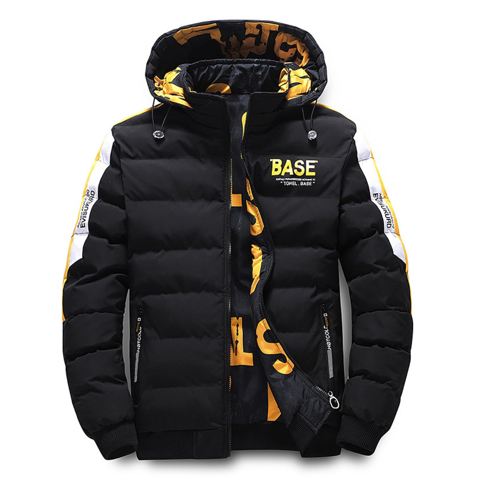 Veste Matelassée Homme Hiver Chaud Doudoune Capuche Sport Trekking Fermeture Éclair Légère Coupe Regular